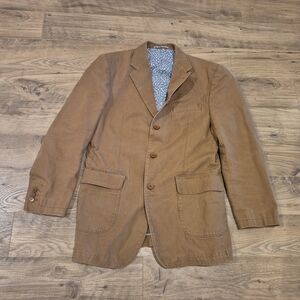 Peter Christian Mens Jacket  Blazer 100% Cotton Khaki Brown Size 38R Casual